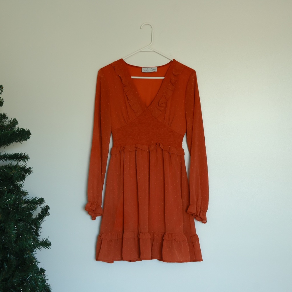 NWOT Rust Orange Long Sleeved Dress